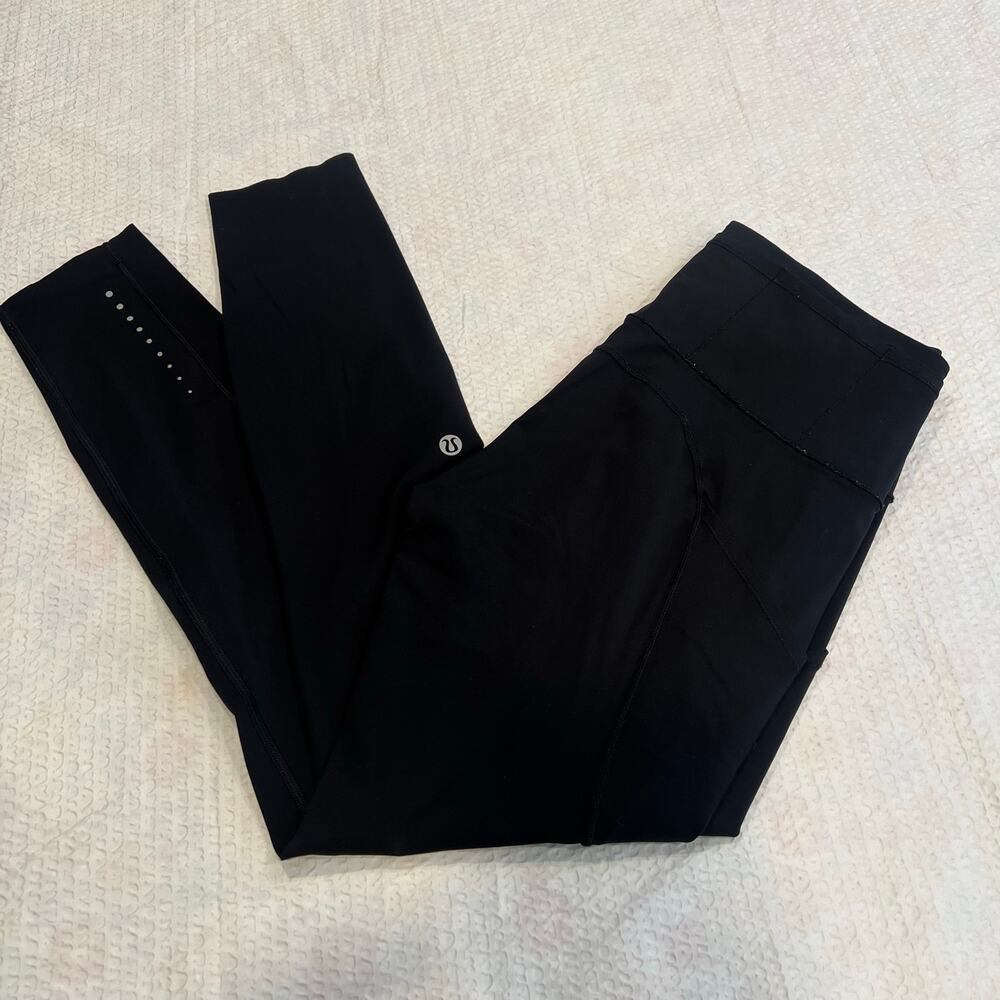 Lululemon fast and free leggings in black reflective size 6